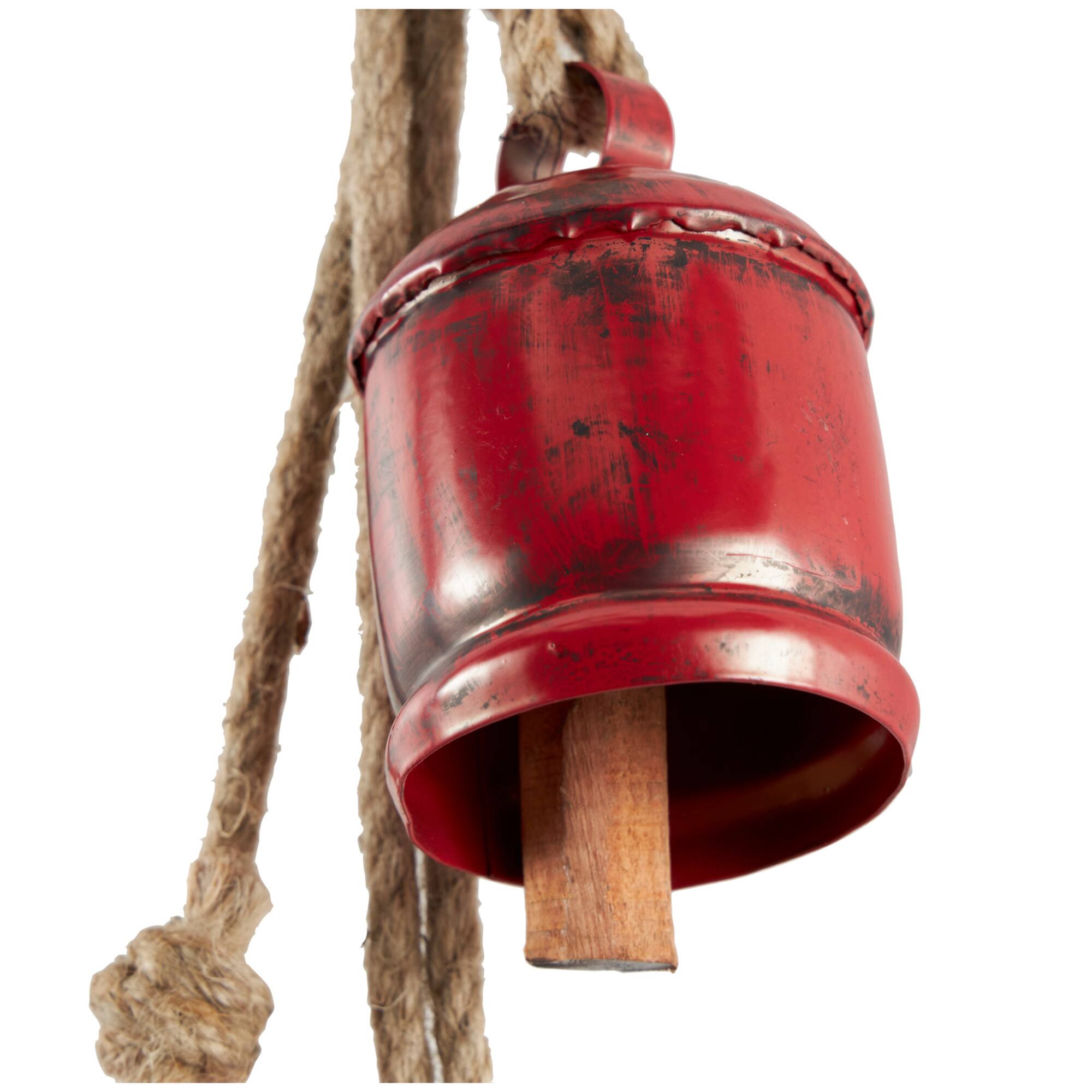 29" Metal Decorative Bell Cluster with Jute Hanging Rope